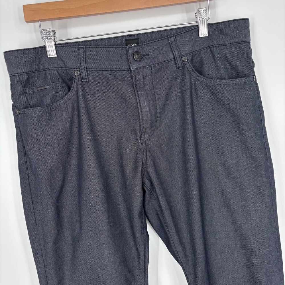 Hugo Boss Slim Fit Stretch Pants Mens 35x30 Dark Grey 5 Pocket Designer Luxury